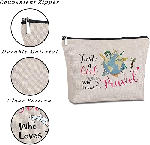 Miniatura 4 de Travel Lover Gifts Zipper Makeup Bag - Travel Cosmetic Bag for Women, Best Friends, Sister - Unique Birthday Gifts