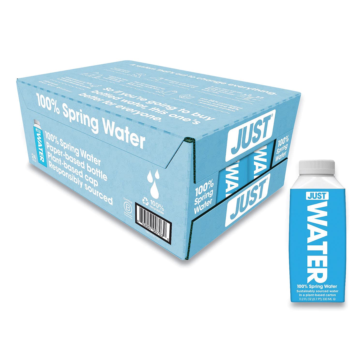 JUST Water 100 Spring Water, Naturally Alkaline, 8.0 pH Plant
