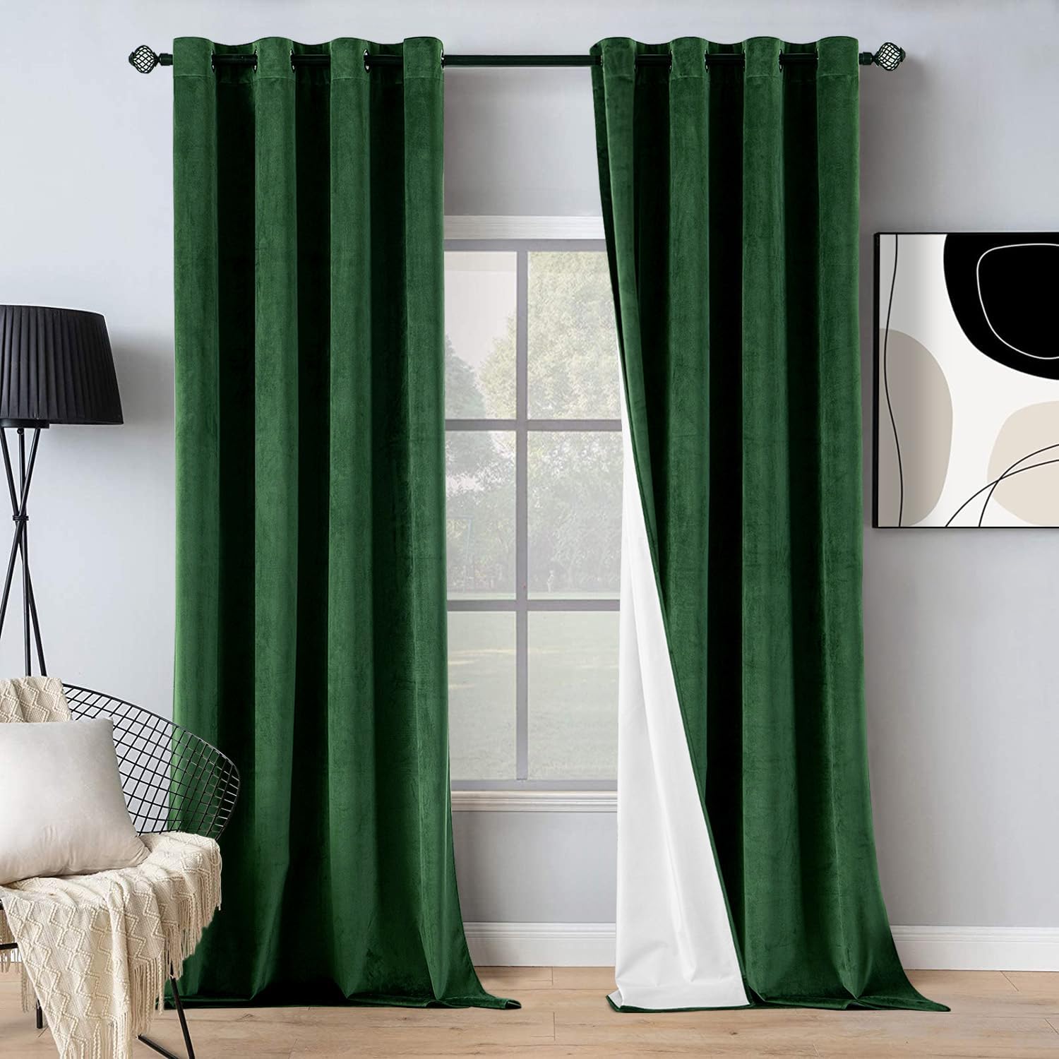 MIULEE 100 Blackout Velvet Curtains 63 Inches Long Dark