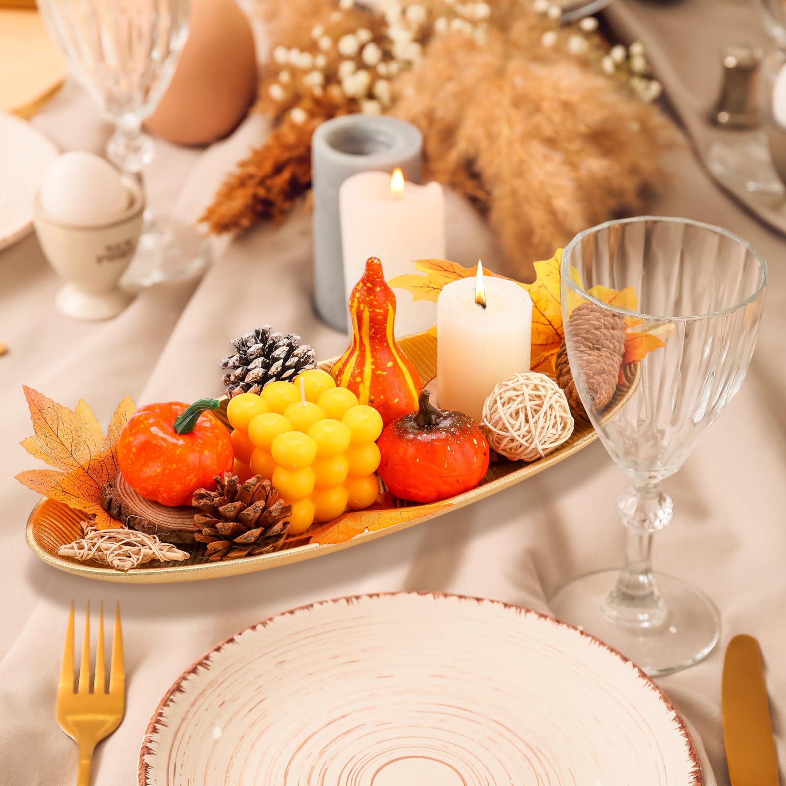 Amazon.com | Willinglong 3 Pcs Leaf Wooden Tray Fall Decorative