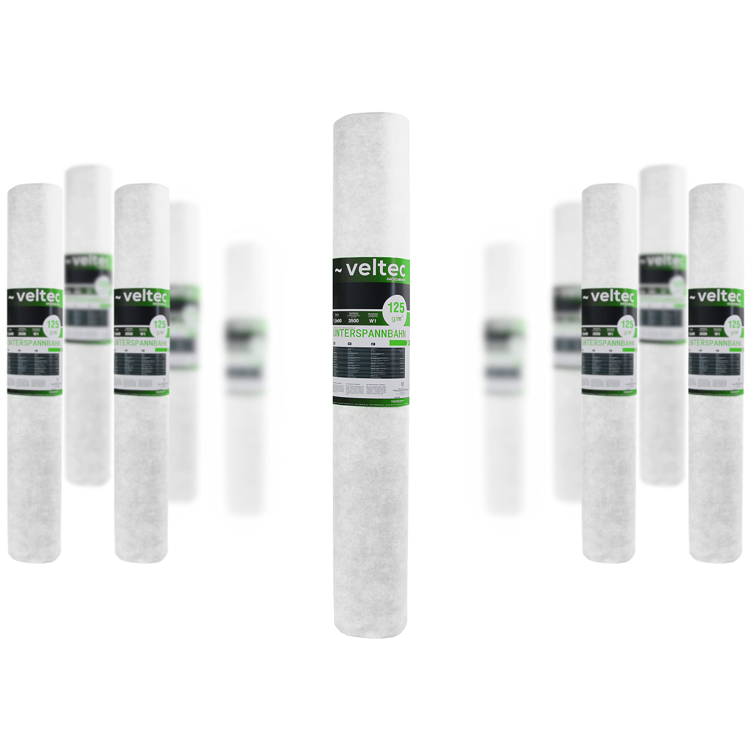 Membrana transpirable para tejado Veltec 125 Optimal– Lámina bajo teja Sd 0,03 m, 125 g/m², 75 m², 3 capas
