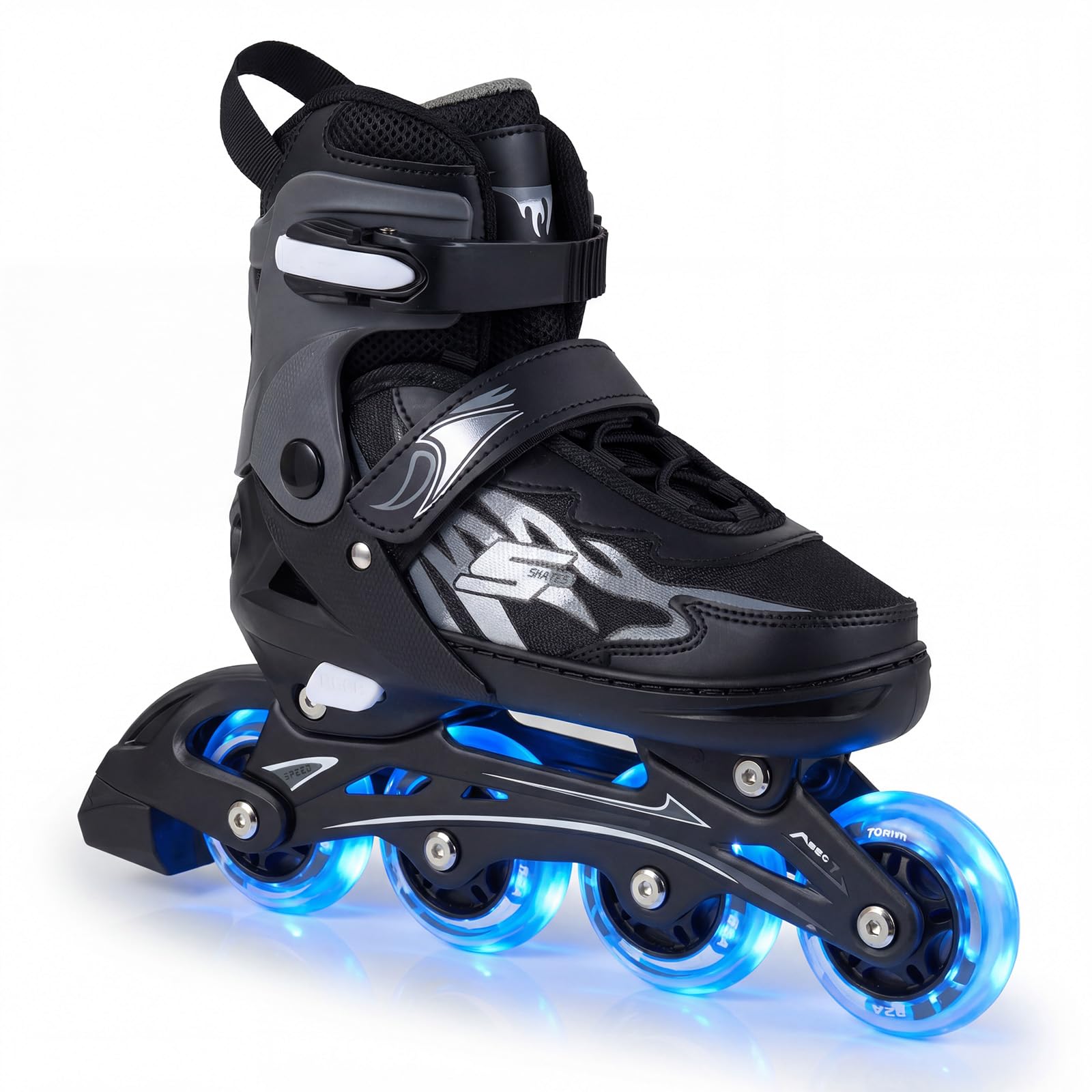 COSTWAY Kids Inline Skates for Boys & Girls, 4 Sizes Adjustable Blades Roller Skates with 4 Light-Up Wheels & Safety Protection, Outdoor & Indoor Skating Sports for Toddlers Beginners (Grey, Large) — image 1