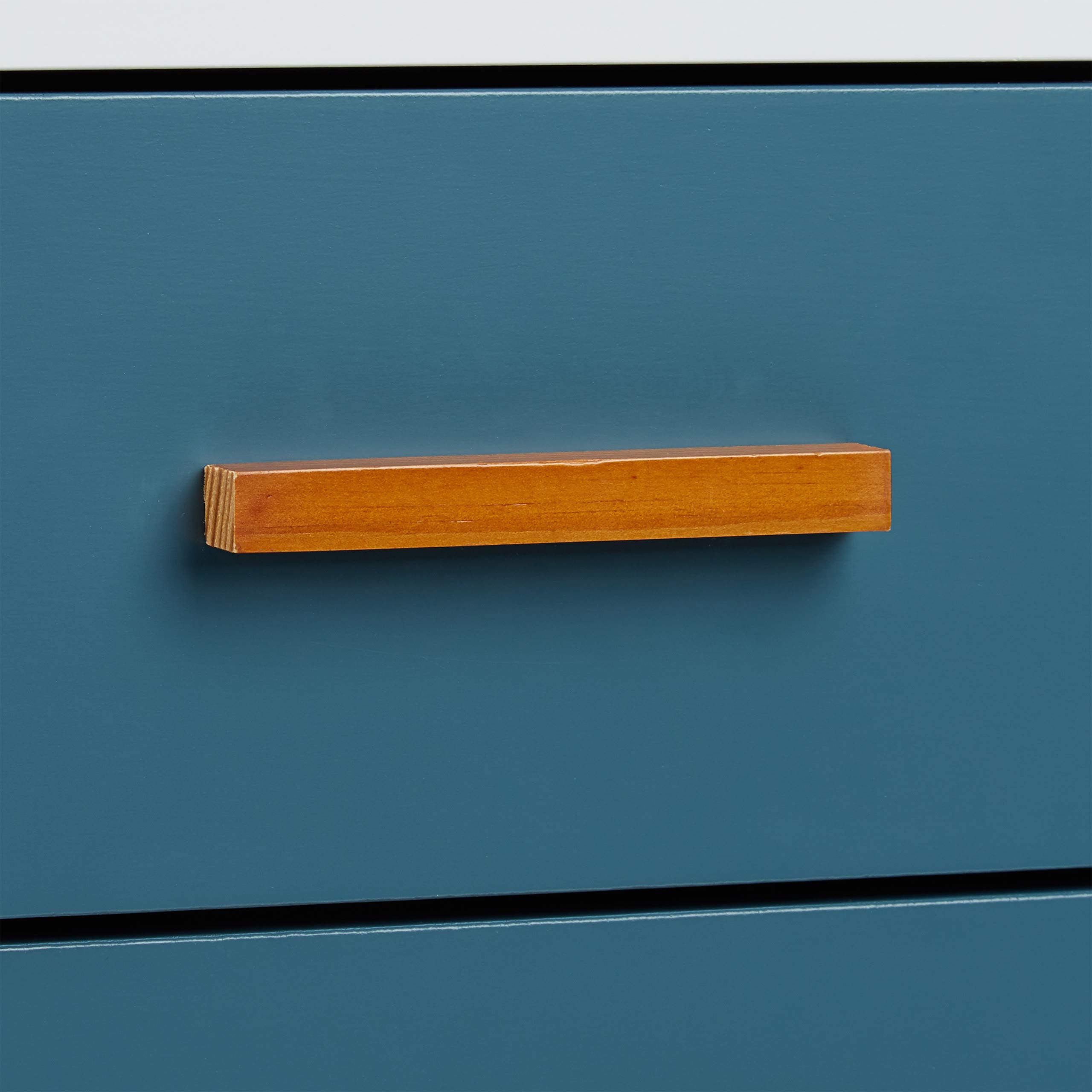 Relaxdays 2X Commodes rétro Style Design Nordique 2 tiroirs Armoire Blanc Turquoise HxlxP 58x41x48 cm, laqué Mat Blanc Turquoise