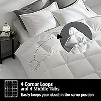 Vista 3 de Beautyrest Edredones de plumón de ganso tamaño individual, relleno de edredón blanco de lujo para todas las estaciones, 100% tela de algodón