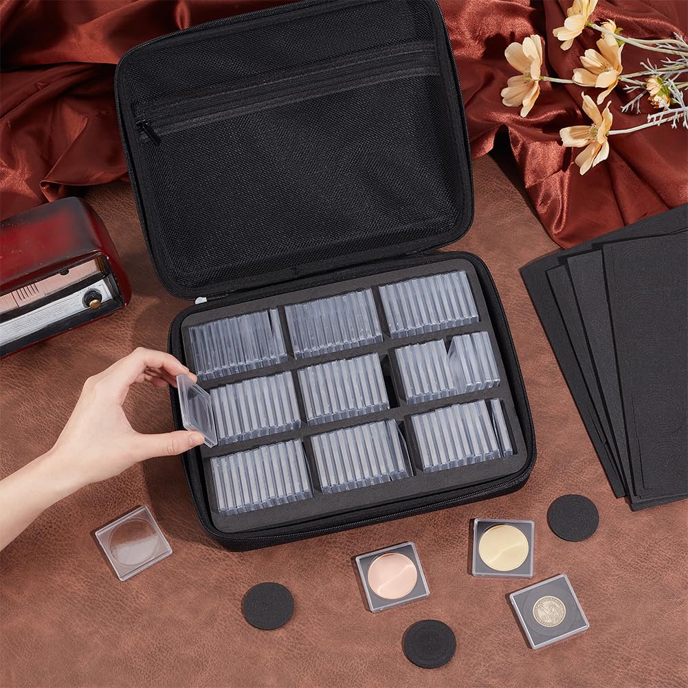 PH PandaHall 100pcs Coin Holder Box 48mm Coins Collector Case Plastic Coin Storage Box Challenge Coins Organizer Case with 5 Sizes Gasket for Collectors Show Collection 20/25/30/35/40mm - Image 3