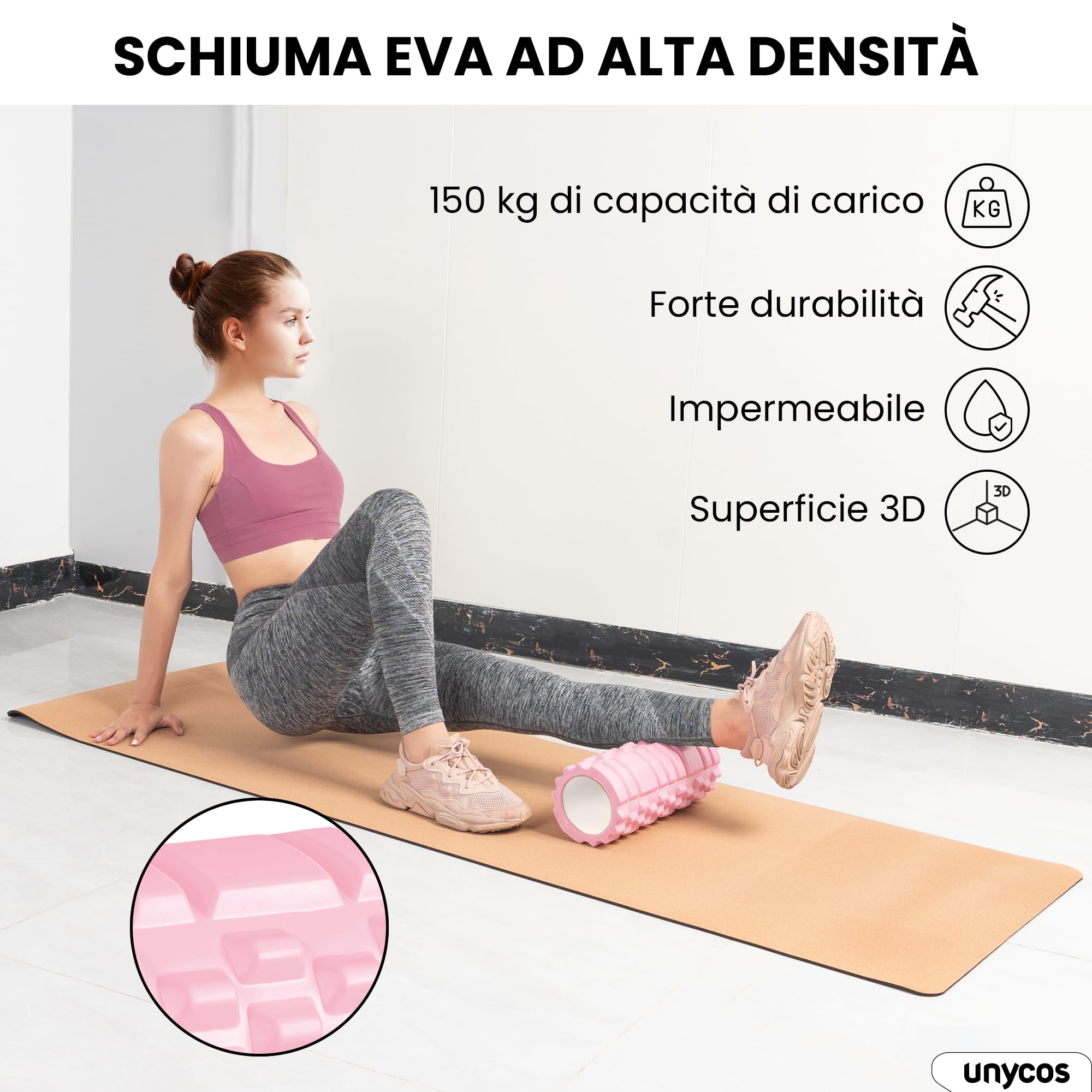 Rullo Schiuma Massaggio Griglia – Trigger Point 33cm Per Pilates, Yoga, Riabilitazione