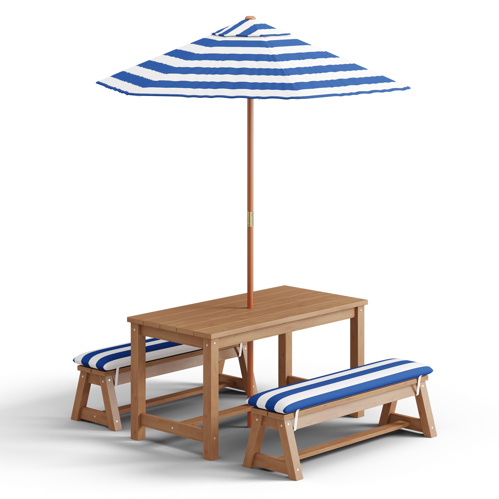 Set da giardino per bambini con parasole, set da esterno con cuscini, tavolo per bambini,tavolo da gioco per cortile,giardino, portico,patio,Blu