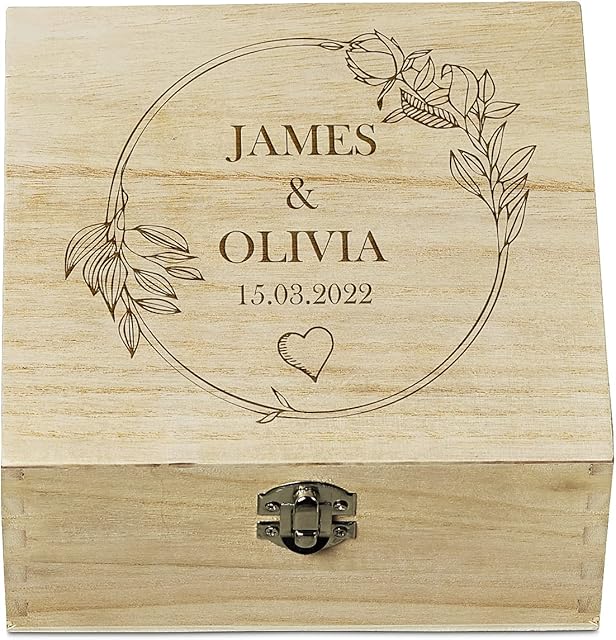 Personalised Wooden Keepsake Box Wedding Memory or Anniversary Engraved