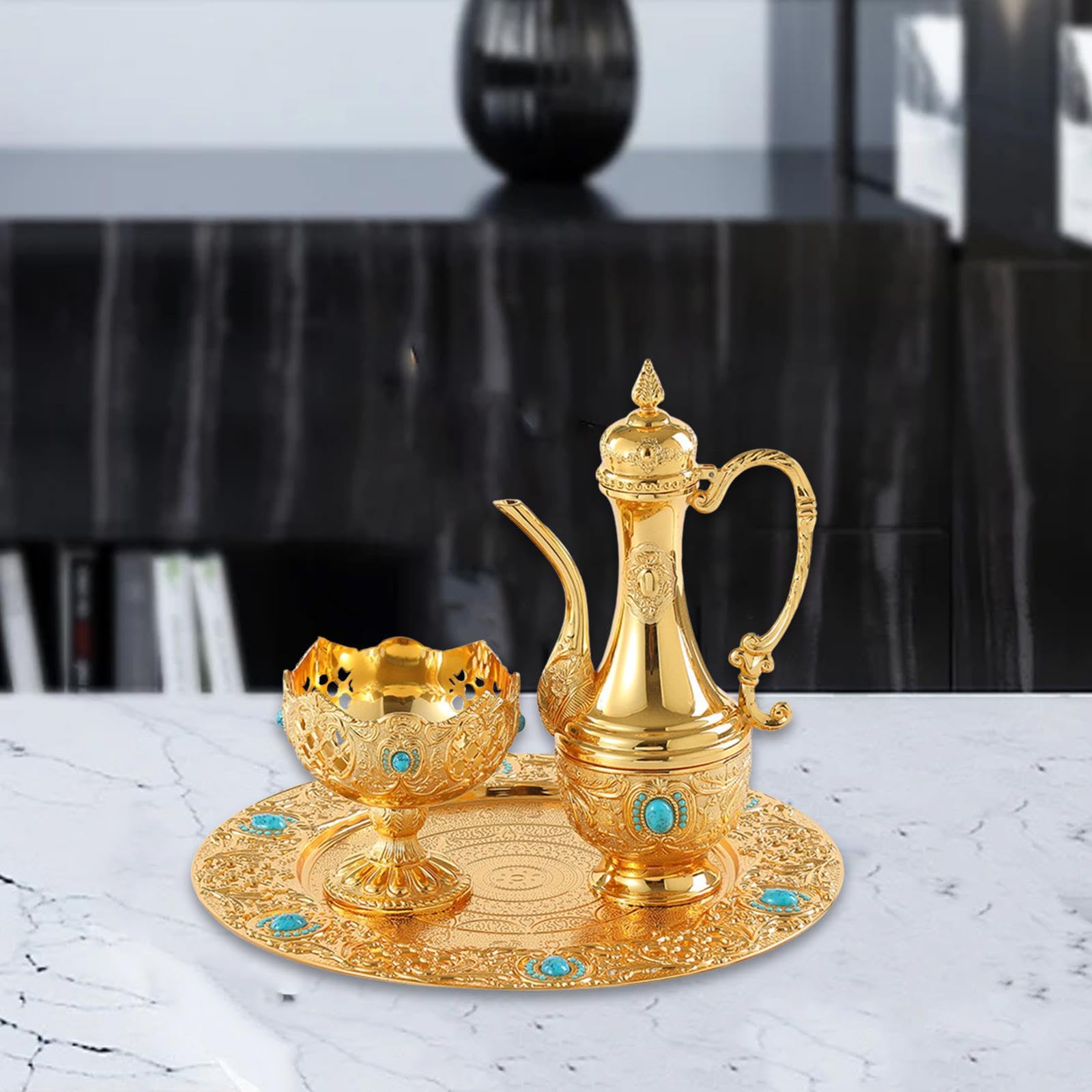 Generic Turkish Coffee Pot Set Water Serving Set Craft Antique Luxury European Wine Pot for Wedding Kitchen Tea Party Home Decoration