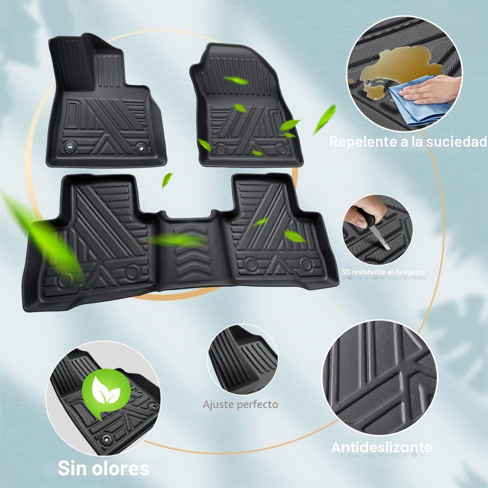 ECOZEN Alfombrillas Toyota RAV4 PHEV Plug-in Hybrid 2023-2026 de Goma para Coche 3D TPE Alfombrillas para Coche Antideslizantes talonera de Goma Reforzada de fijación para Todo Tipo de climas