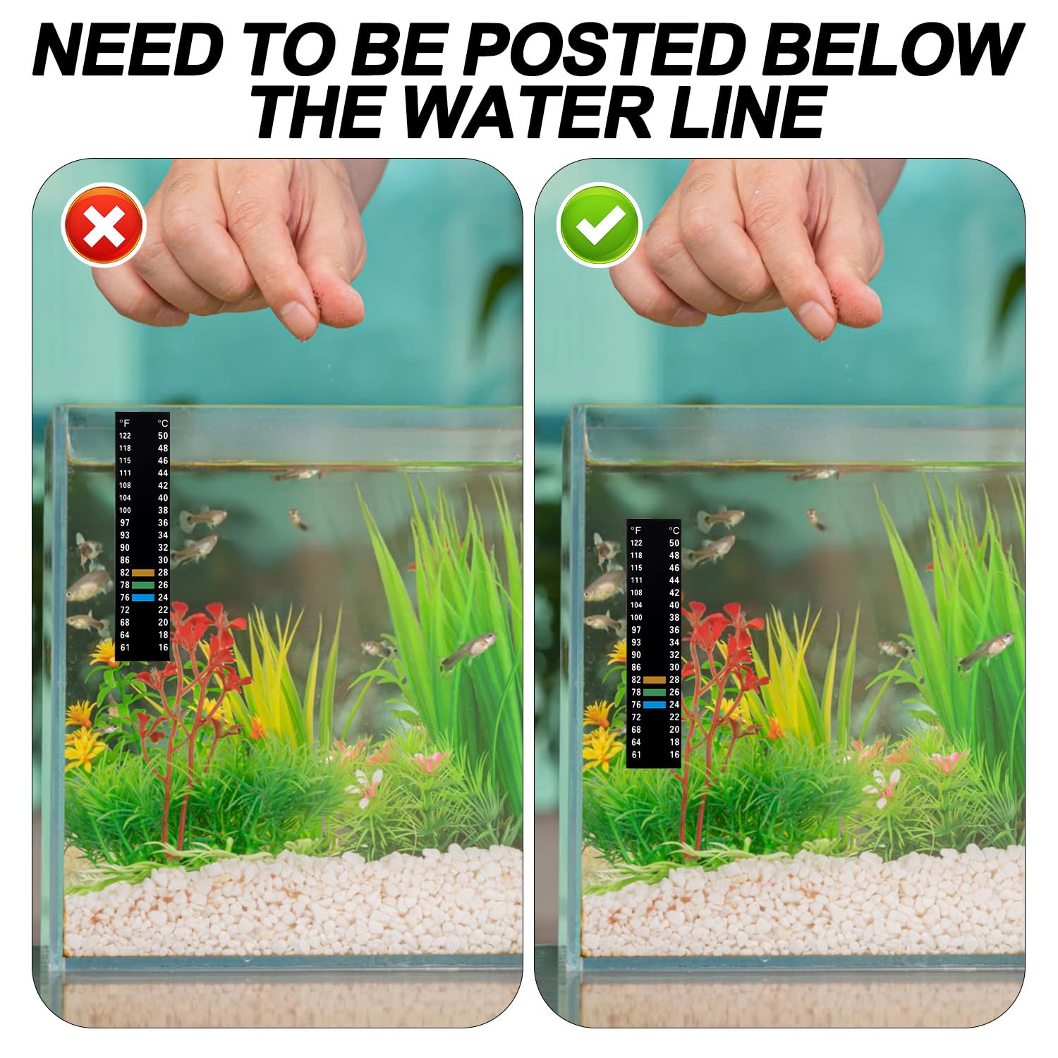 6 Termometri Adesivi Per Acquario - LCD Con Scala Celsius E Fahrenheit - Foto 11