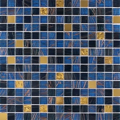 LSDECO 1"x1" Blue Blend Glass Mosaic Tiles for Swimming Pool Kitchen Backsplash Bathroom Wall (Cobalt Blend, 1 Sq.Ft)
