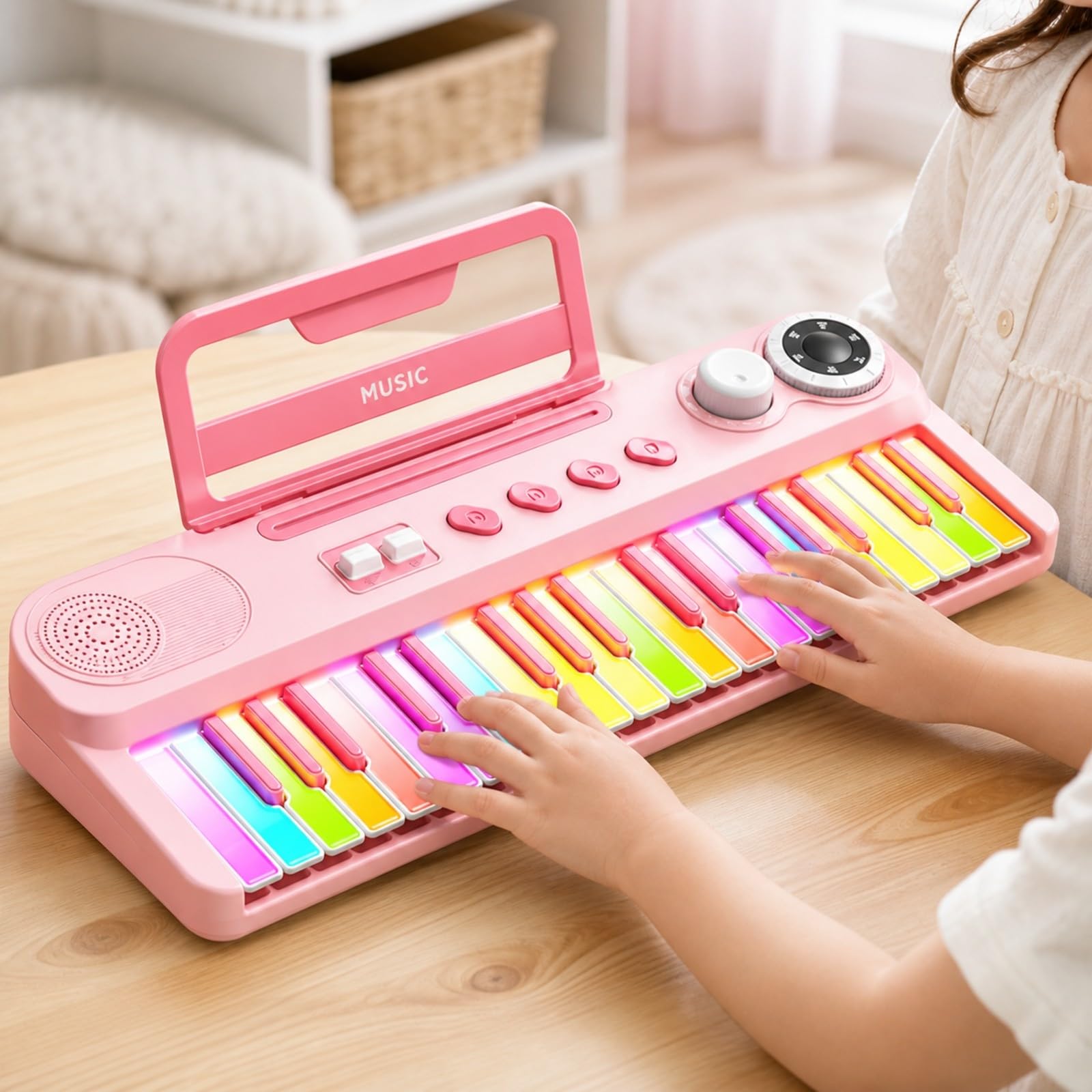 Piano Électronique Support Éducatif | Pile Rechargeable Intégrée, Clavier Musical Tches Lumineuses, Multifonction, J, pr, Débutan