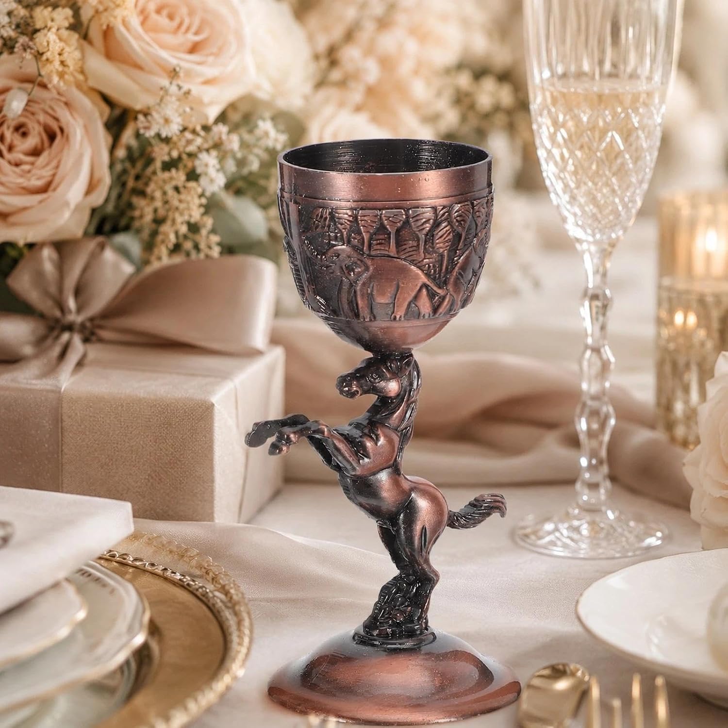 LOGOFUN Metal Horse Goblet for Wine or Tea