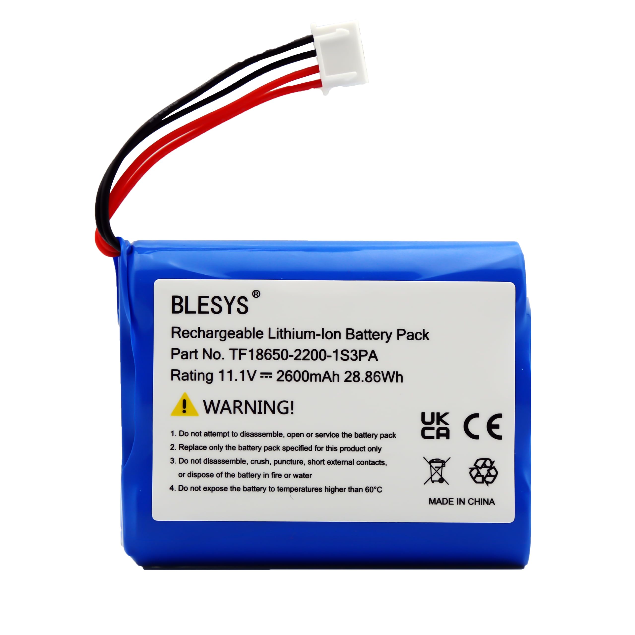BLESYS Akku für Marshall Stockwell Tragbarer Bluetooth Lautsprecher TF18650-2200-1S3PA Li-Ion Akku 2600mAh/11,1V