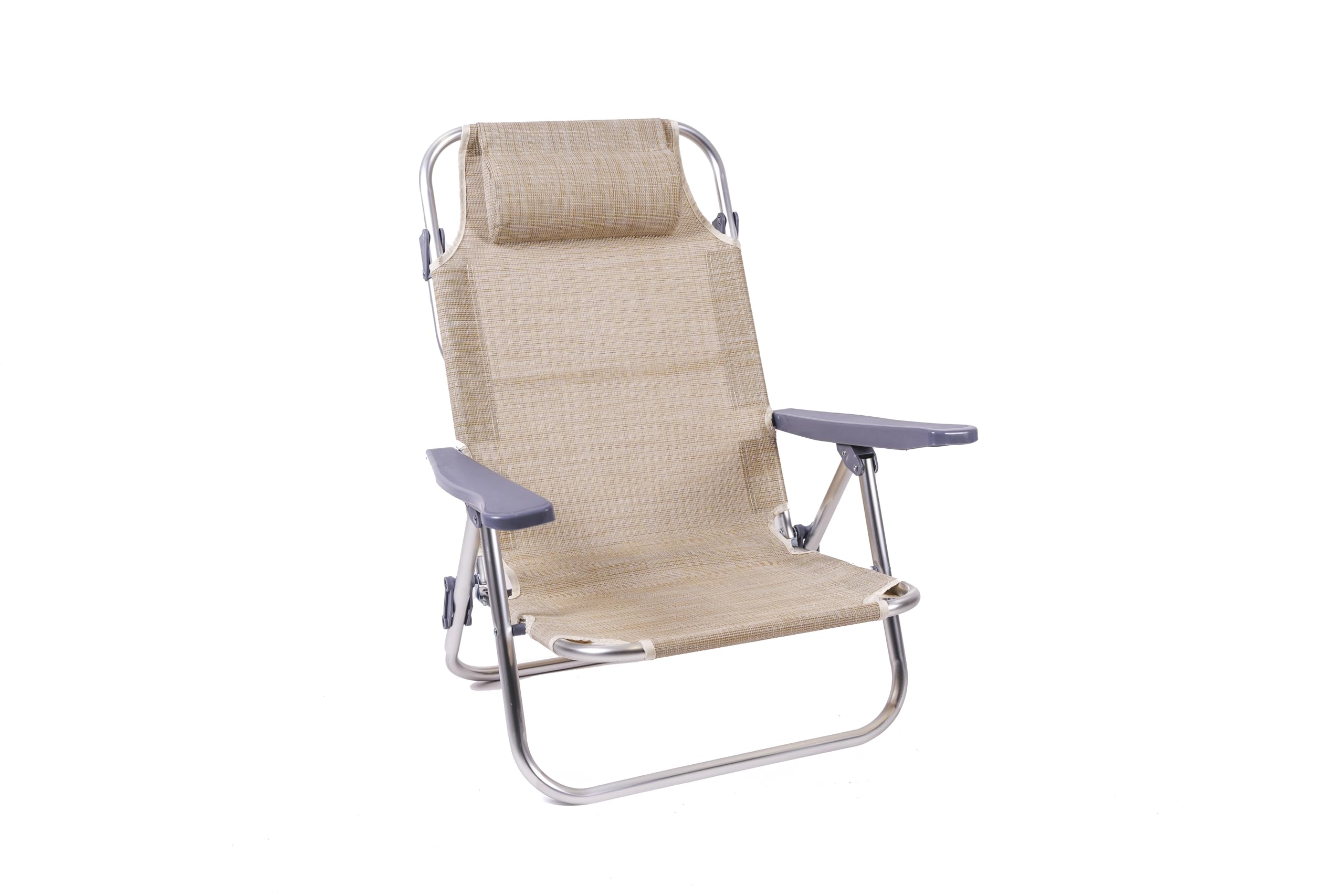XONE Sedie Sdraio Ribaltabili Pieghevoli Alluminio Textilene Beige Melange 48,5x60x80 cm 2 pz
