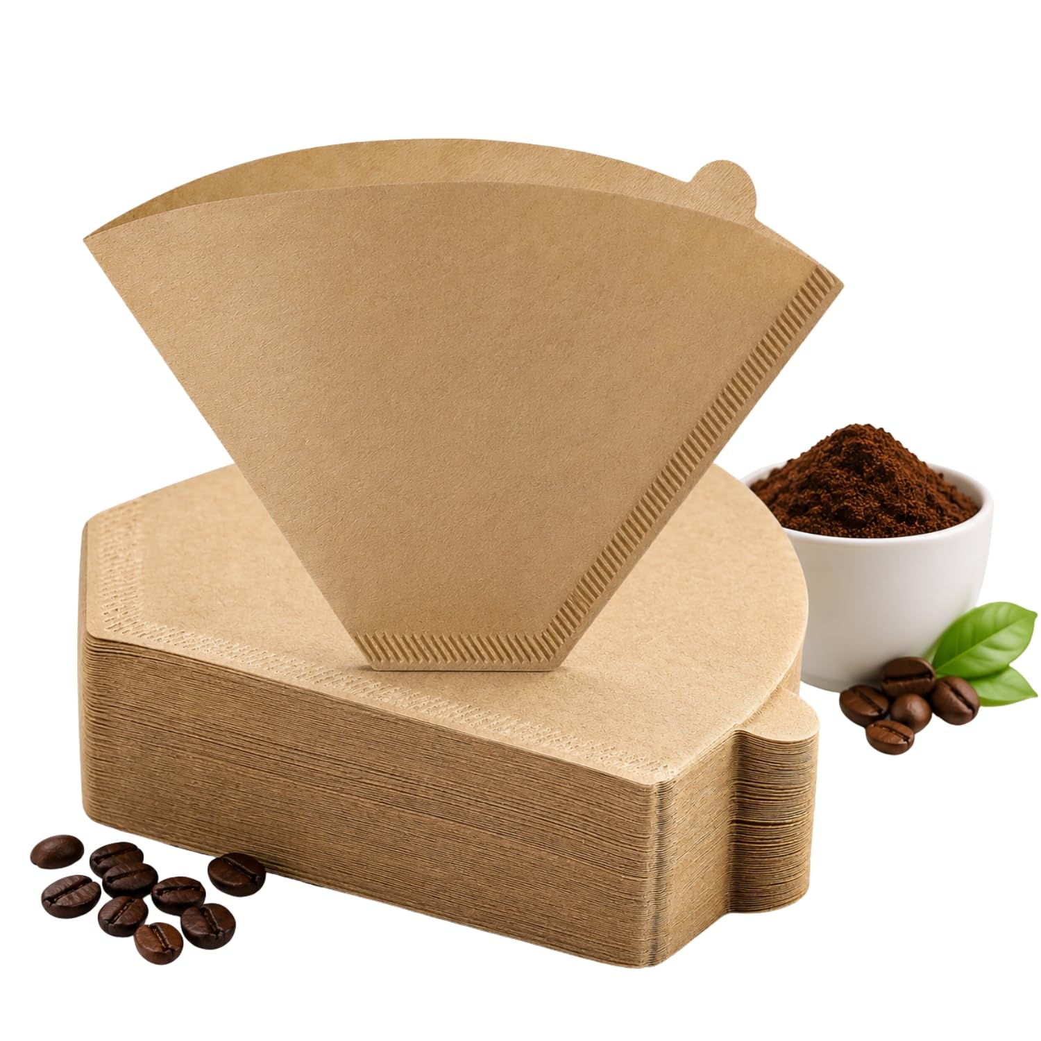 HOME CUBE 100 Pcs Coffee Filter Paper, Size 02 Unbleached Cone Shaped Filters, Disposable Natural Paper Filters 2-4 Cup, No Blowout, Pour Over and Drip Coffee Maker-image-22