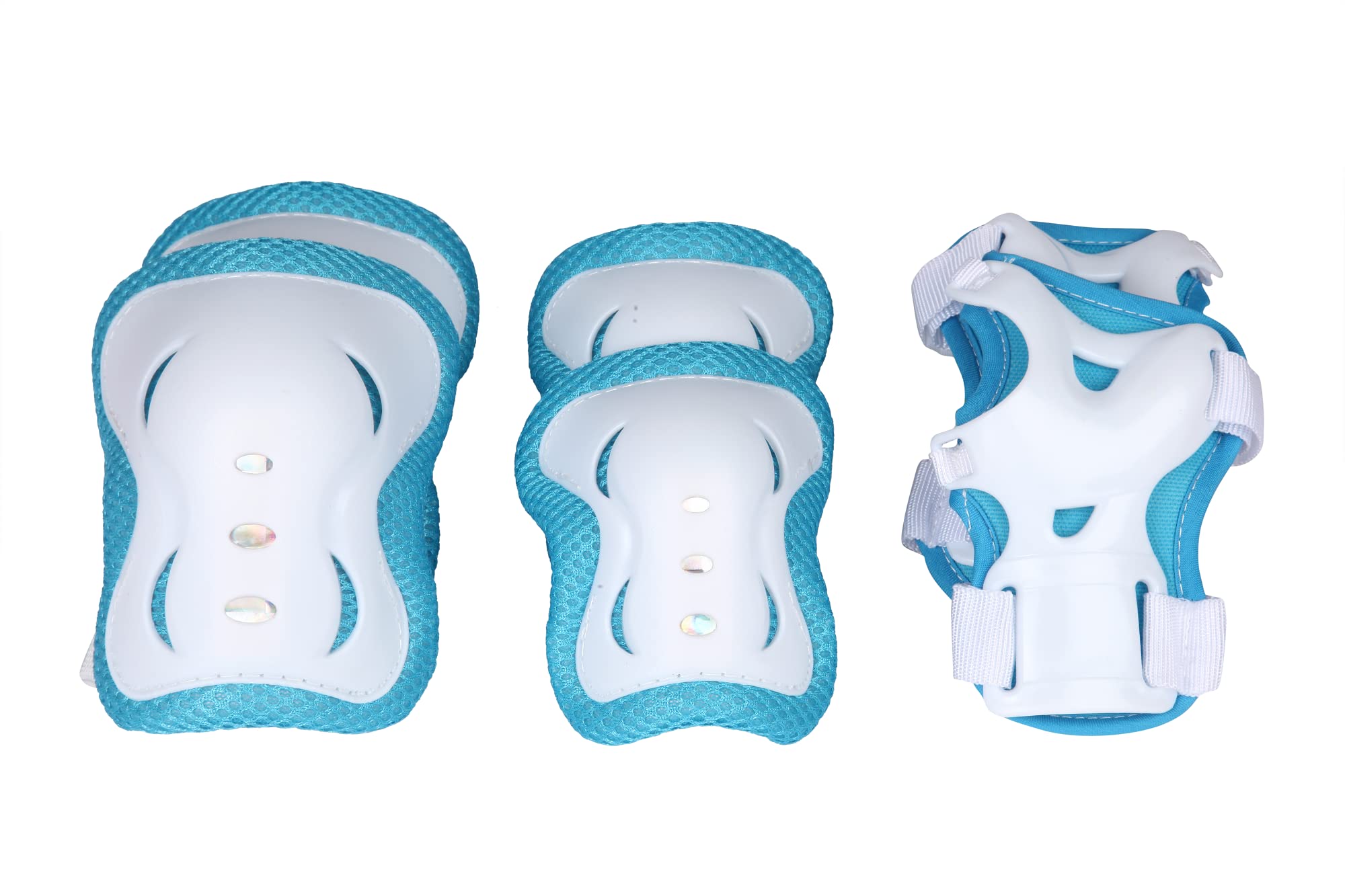 AIRAVAT Skating Guard, Cycling Protection Set, Protective Skating Guard Kit, Multi Sport Gear with 1 Pair Knee Support, Elbow Support, Palm Support (Medium - 7 Year to 12 Year, White Sky Blue Color)-image-33