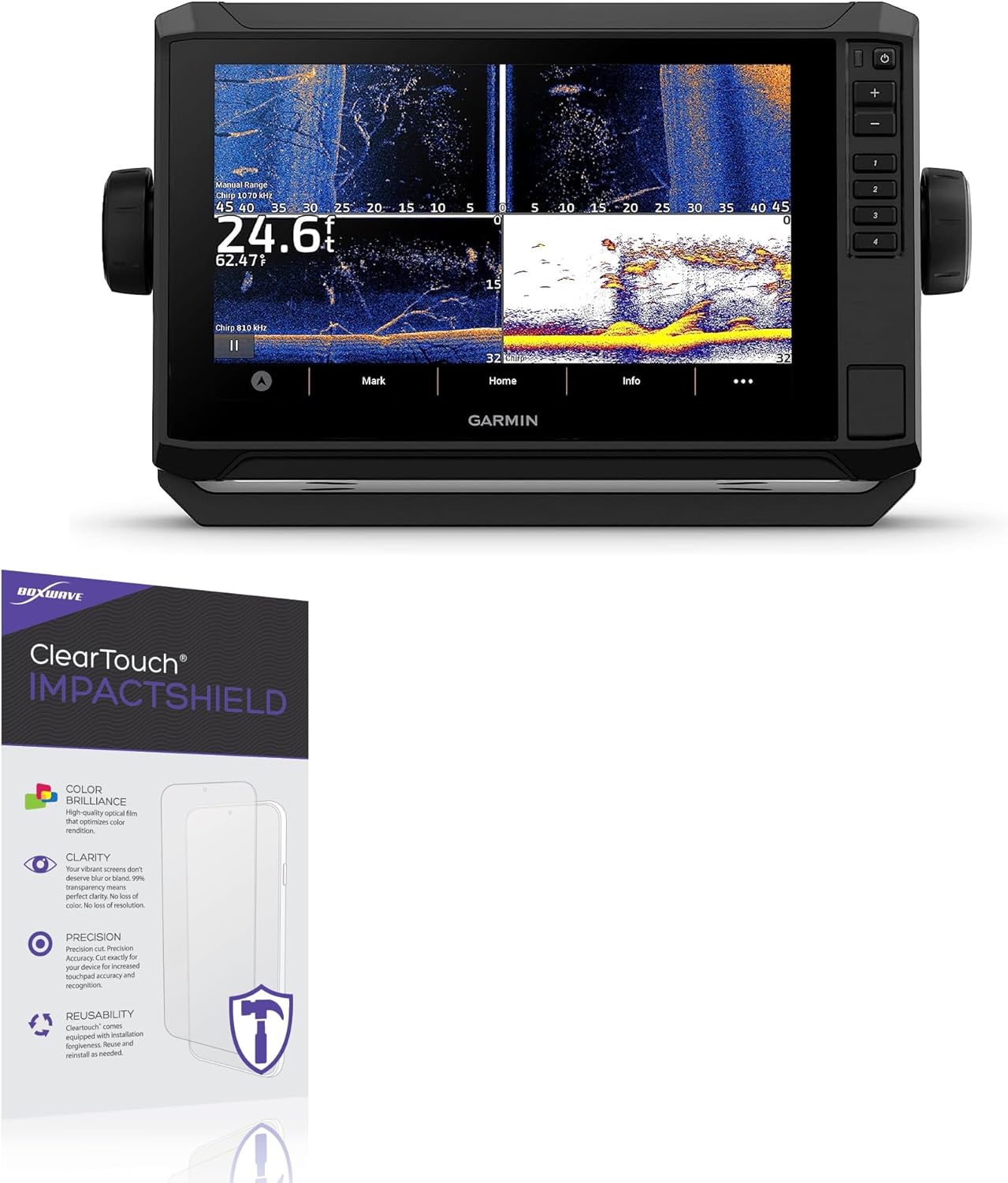 BoxWave Screen Protector Compatible with Garmin echoMAP UHD2 94sv - ClearTouch ImpactShield (2-Pack), Impenetrable Screen Protector Flexible Film