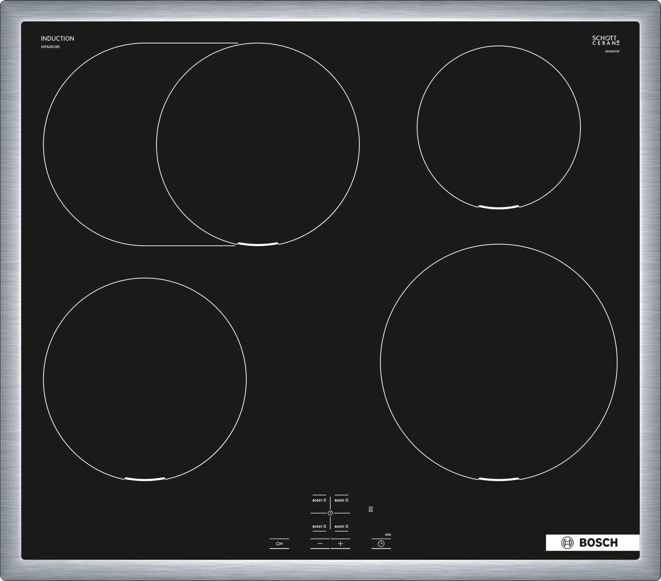 Bosch HND415LS62 Einbauherd-Set Serie 4 60x60 cm 3D Heißluft LED Display Induktionskochfeld Edelstahlrahmen