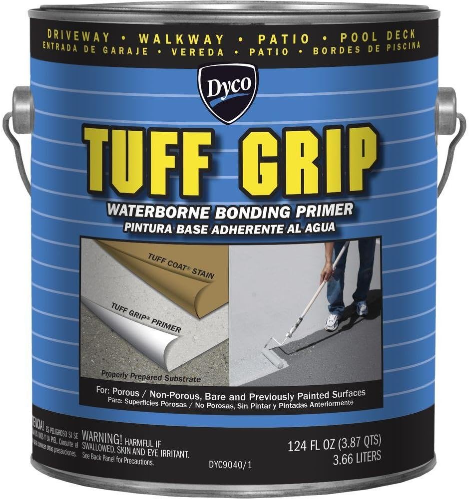 Dyco Tuff Grip Waterborne Bonding Primer, 1 Gallon, Fortifies & Reinforces Your Surfaces, Ideal for Slick, Non-Porous, Bare Concrete, Primer Paint, Paint Primer for Wood