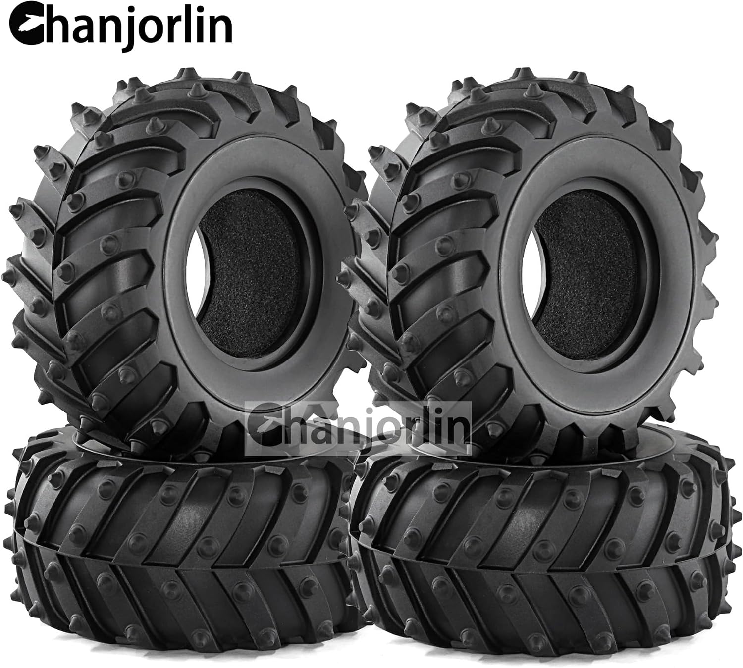 2.2 RC Crawler Tires OD 128mm 1/10 All Terrain Pointed Nail Tyres for 1:10 Rock Mud Crawler Car Traxxas TRX4 Axial SCX10 II RC4WD Wraith Yeti Capra RR10 RBX10 Gen8 2.2in Beadlock Wheels