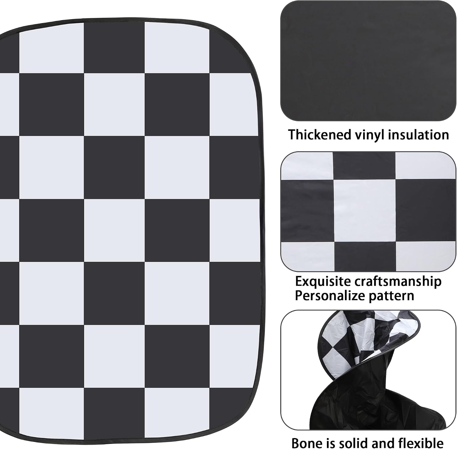 TOMALL Car Sunroof Shade Cover Compatible with Mini Cooper R56/F56/R60/F54/R55/F55 Car Accessories Foldable Anti-UV Ray 2Pcs Sun Shade Roof Trim for Countryman Clubman All Years Accessories(Checkered) image 3