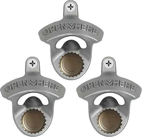 Miniatura 20 de Abrebotellas montado en la pared de oro antiguo con imanes incrustados, abridor de botellas de cerveza Haning magnético inoxidable en relieve