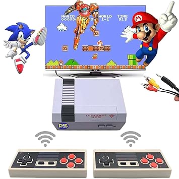 PSS Retro Game Console NES Classic Edition System Plug and Play TV Games with 2 Wireless Controller, NES Game Console Built in 620 Classic Video Games Emulator for Kids and Adults AV Output