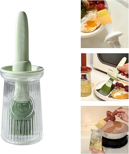 Miniatura 1 de Dispensador de aceite con cepillo, dispensador de aceite de oliva de vidrio para cocina, botella dispensadora de aceite 3 en 1 con cepillo de