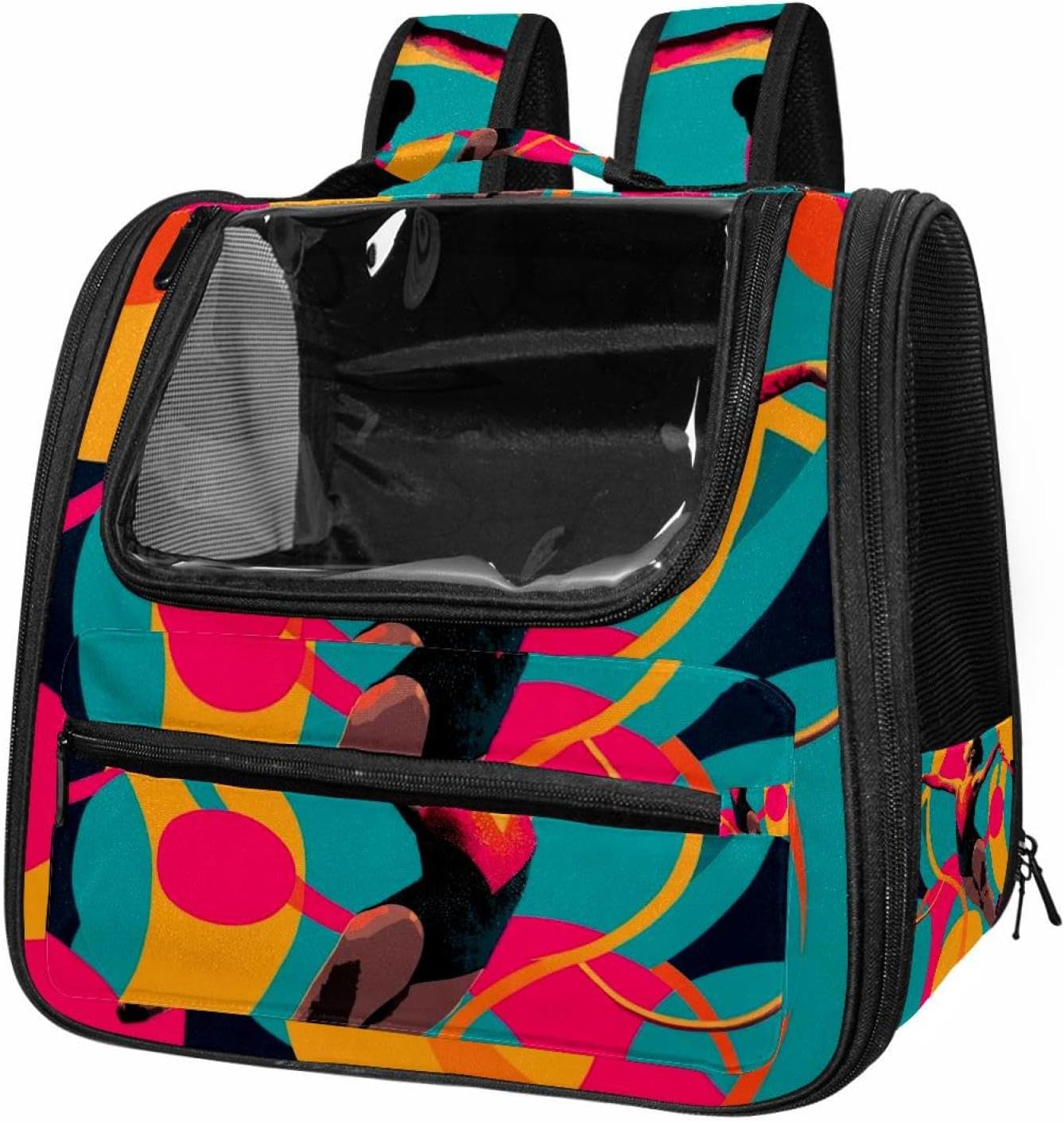 Portable Travel pet Backpack Carrier Hamster Bag Small Dog cat Carrier Breathable Hang Bag, Rhythmic Gymnastics Colorful Background