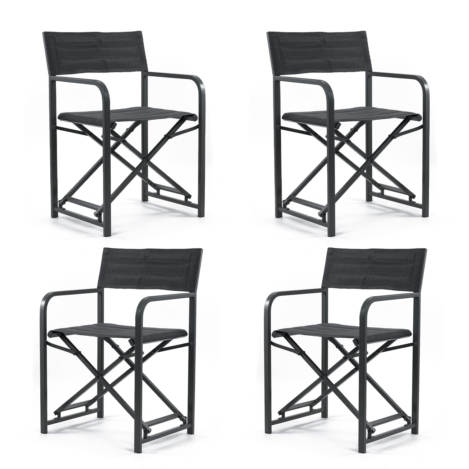 Aoodor Outdoor Patio 4-Pack 34" Director's Chairs - Portable Bar Height Seating with Folding Aluminum Frame, 246 lbs Capacity, Perfect for Camping, Fishing, and Picnics