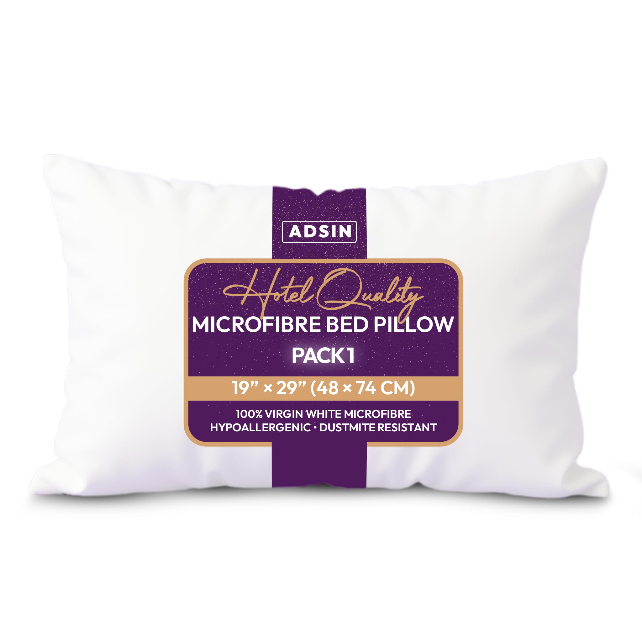 adsin New White Microfibre Bed Pillows Bounce Back Hotel Quality Comfortable Suitable for Back and Side Sleepers Pillow (Extra Firm, Pack of 1)