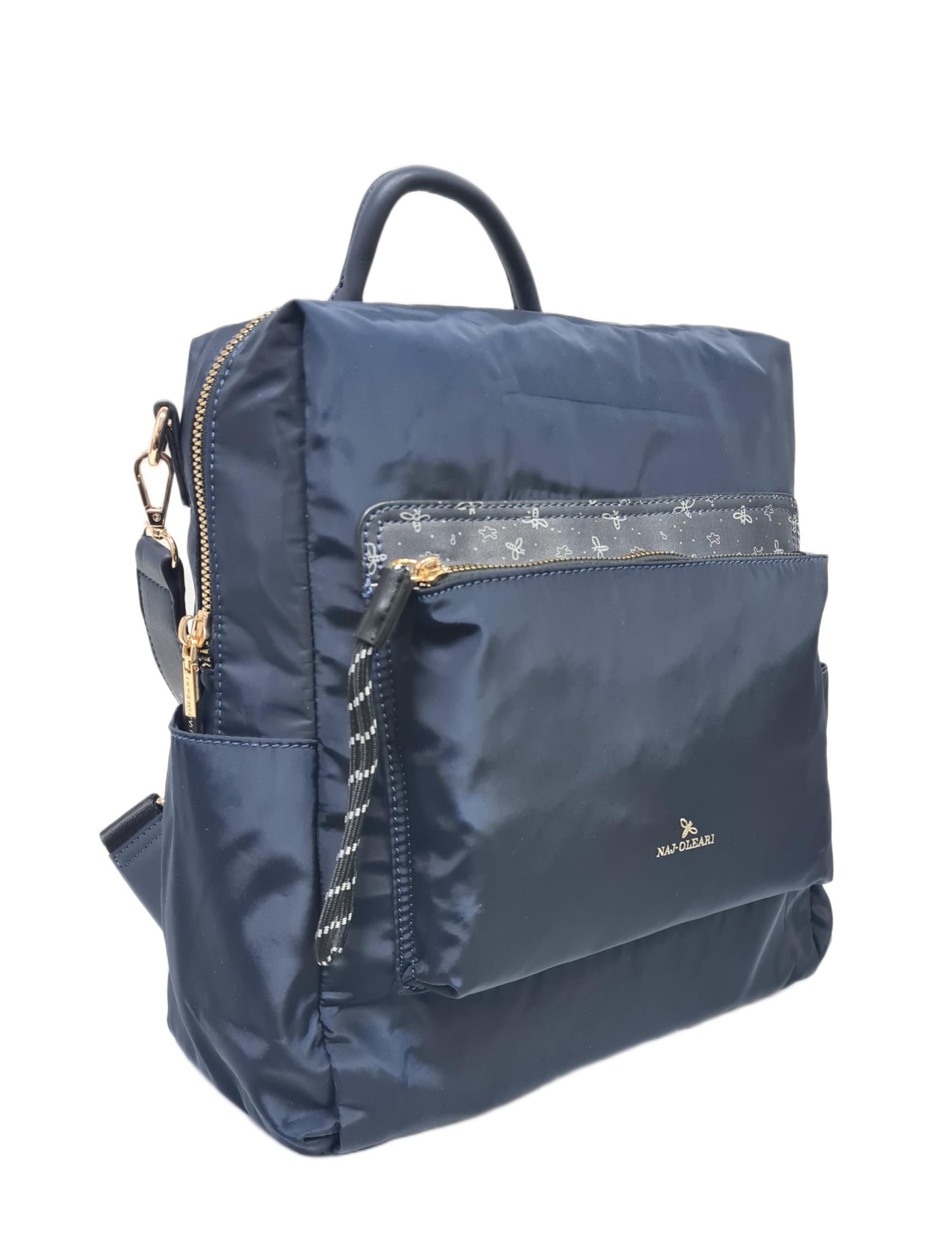 NAJ-OLEARI Borsa Zaino Donna Multitasche, Nylon Riciclato, con Spallacci Regolabili, a Spalla e Mano, Dimensioni 32x30x12 cm Art. 61749/25 (BLU)