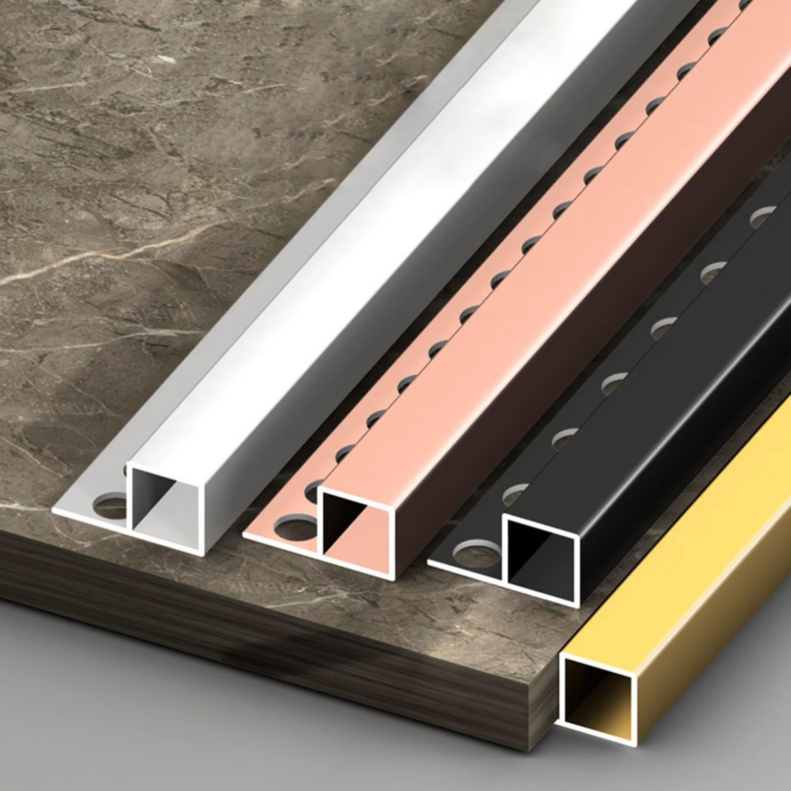 Perfil De Baldosas En Aluminio para Esquinas 125 Cm* 2 Piezas Resistente Protección De Bordes para Paredes Y Suelos Ideal para Baño, Cocina Y Salón(Gold,Width:15mm)