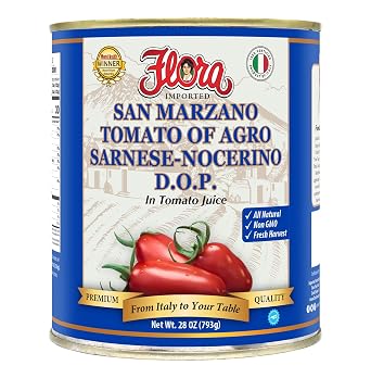 Flora Foods Tomatoes San Marzano DOP | 28 oz 793g | Winner 100% Italian Quality | Imported, No Fat, Gluten Free, No Cholesterol