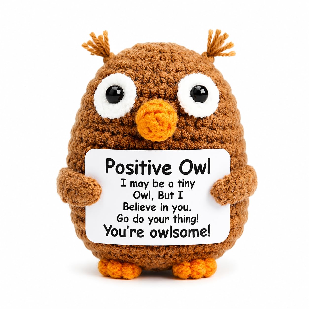 Handmade Crochet Brown Owl Plush,Positive Encouragement Gift,Graduation — image 1