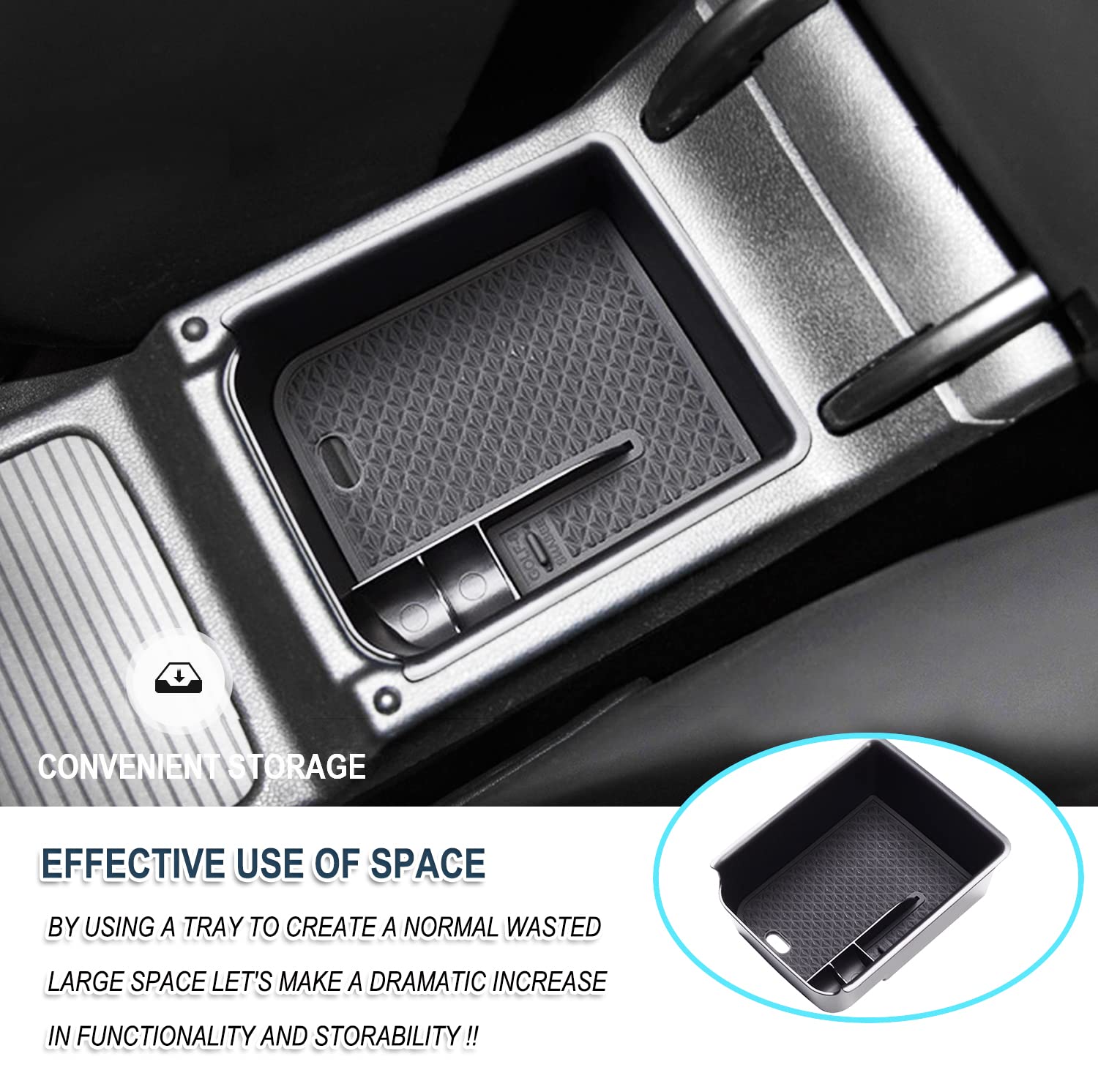 Organizer Console Centrale Coleya Per VW Golf 8 - Scatola Portaoggetti Con Tappetino Antiscivolo Nero - Foto 4