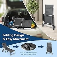 Vista 8 de Giantex Chaise Lounge - Silla de exterior plegable para patio con ruedas, 7 niveles ajustables, marco de aluminio resistente, almohada