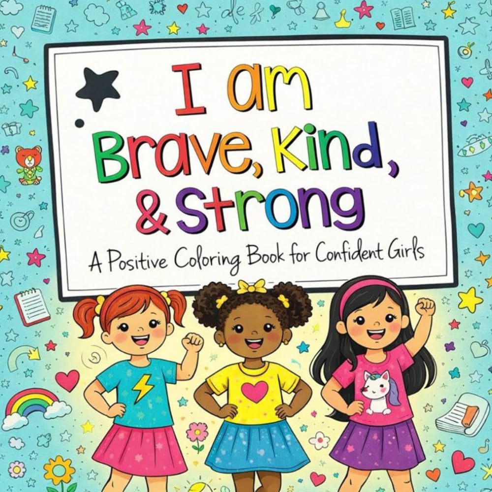 I Am Brave, Kind & Strong Coloring Book for Girls Positive Affirmations, Confidence-Building Pages & Easy Inspirational Coloring for Kids Ages 4–8: A ... Confidence, Kindness, and Inner Strength