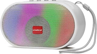 Krisons स्पार्क ब्लूटूथ स्पीकर 5W मल्टी-मीडिया ब्लूटूथ पार्टी स्पीकर RGB लाइट्स, USB, SD कार्ड और FM रेडियो व्हाइट के साथ