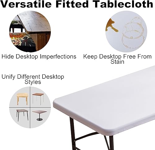 Miniatura 2 de Viiamacki Mantel rectangular de elastano ajustable de 4 pies, mantel de picnic plegable elástico, mantel elástico para mesa de patio, manteles