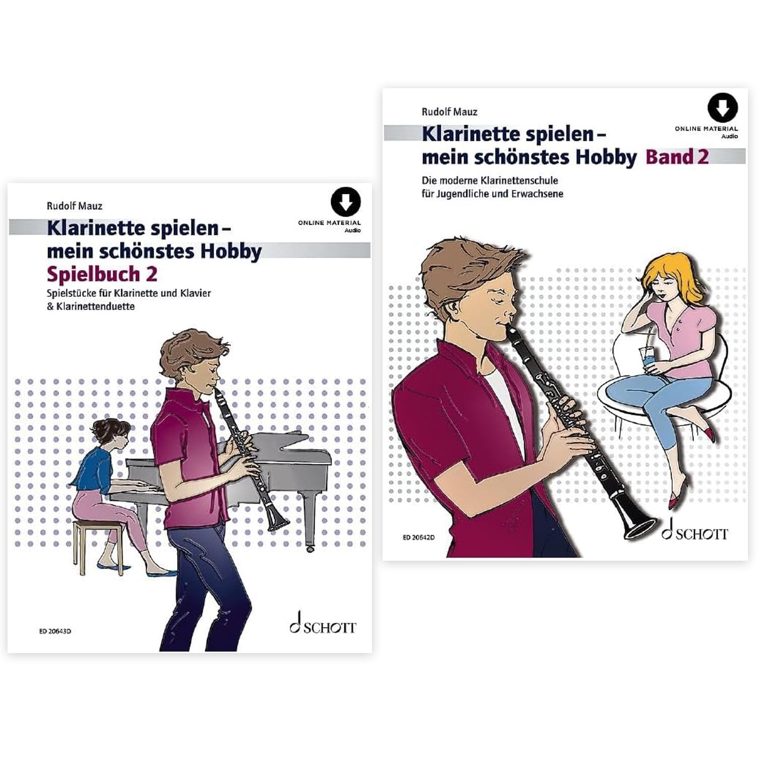 Klarinette spielen - mein schönstes Hobby Band 2 und Spielbuch 2 ( ED 20642D, ED 2064 9783795725891, 9783795724535) + Soundman Durchziehwischer für Klarinette (Starterset)