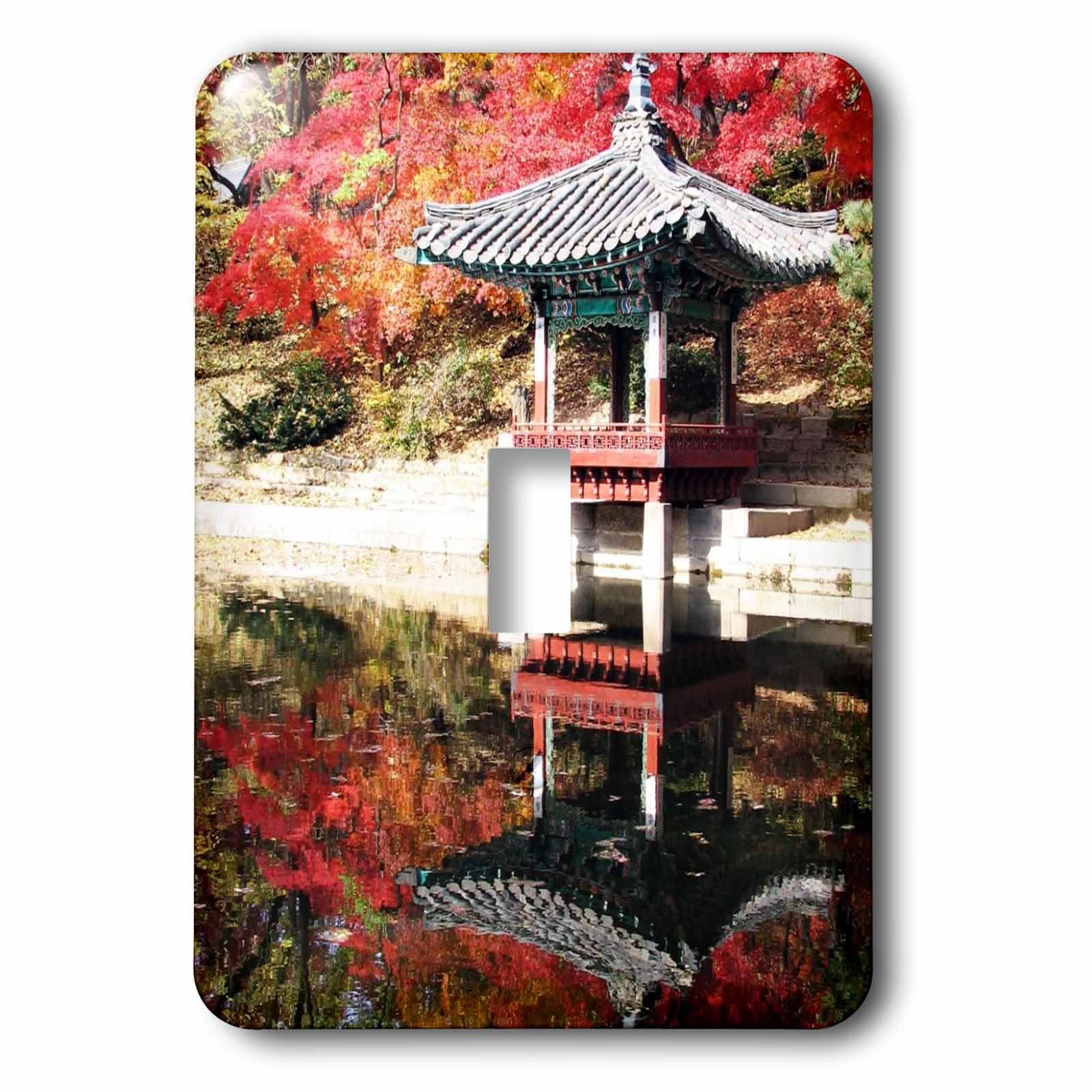Interrupteur à bascule motif jardin japonais d'automne multicolore pour décoration murale 3dRose