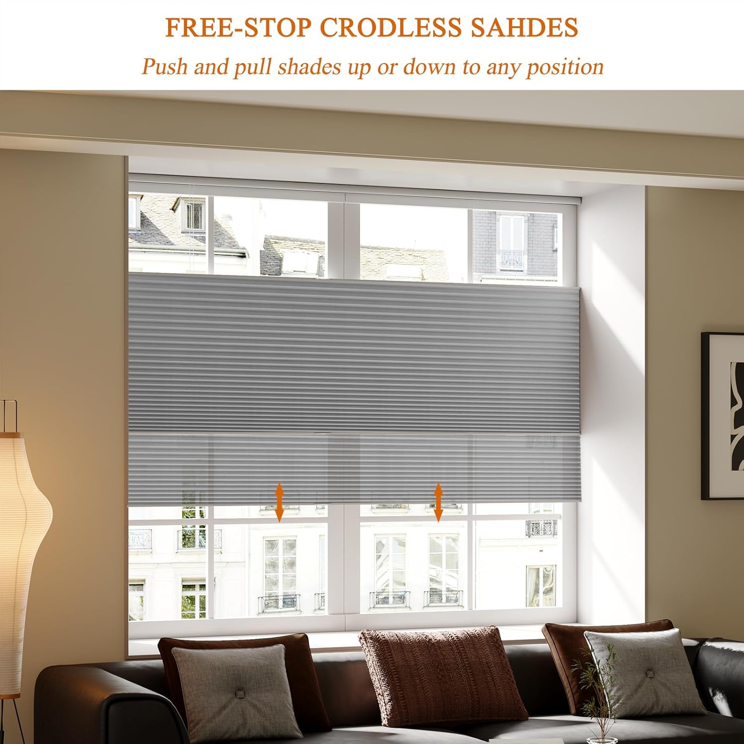 Blackout Cellular Shades, Cordless Cellular Blinds Custom Honeycomb Blinds for Windows, Indoor Pull Down Accordion Shades for Bedroom, Dining Room, Office, Kitchen, Living Room （Custom Size）