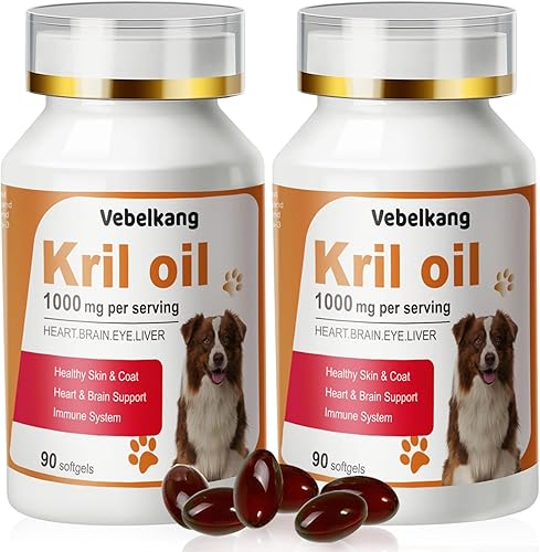 Aceite de krill Omega 3 para perros, alivio de alergias, salud de las articulaciones, alivio de picazón, desprendimiento, suplemento para la piel y