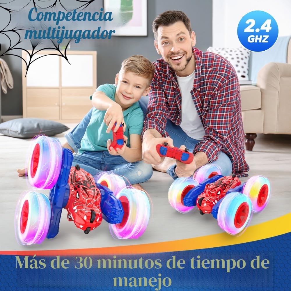 Mieryd Spider Coche Teledirigido, Acrobacia RC Carro Monster Truck 4x4 Crawler con Luz, Juguete Niño 3 4 5 6 7 8 9 Años Juego Infantile Exterior Regalo Cumpleaños Brinquedo Remote Control Car Toy