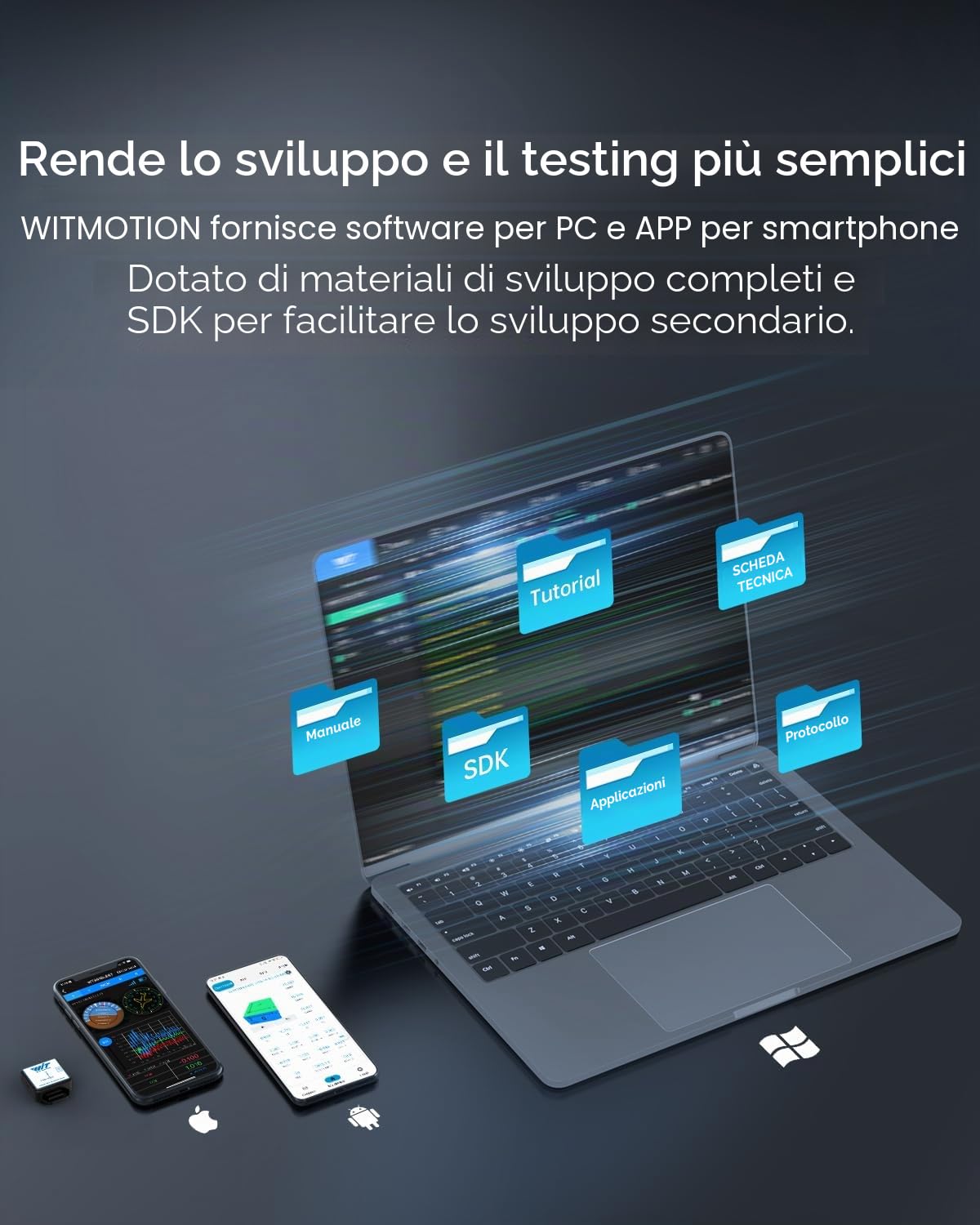 [Sensori di accelerazione Bluetooth 5.0] Sensore di inclinazione wireless a 9 assi WT901BLECL, accelerometro a 3 assi + giroscopio + magnetometro + inclinometro, sensore IMU MPU9250 Modulo