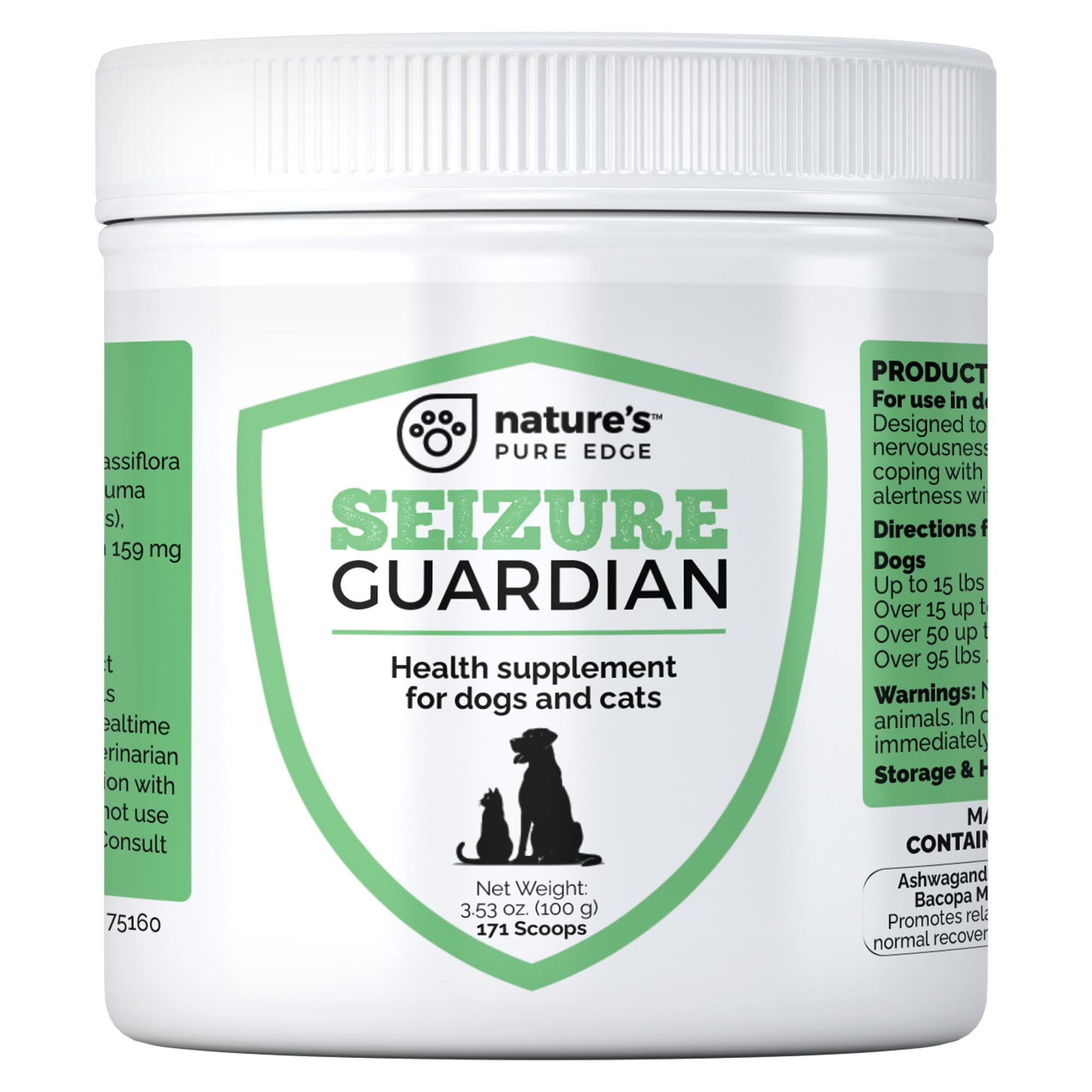 Nervous System Support and Calming Aid for Dogs and Cats - All Natural Calming and Relaxing Aid. Ashwagandha, Blue Vervain, Valerian, L-tryptophan, L-Taurine, Chamomile, Milk Thistle, Turmeric.