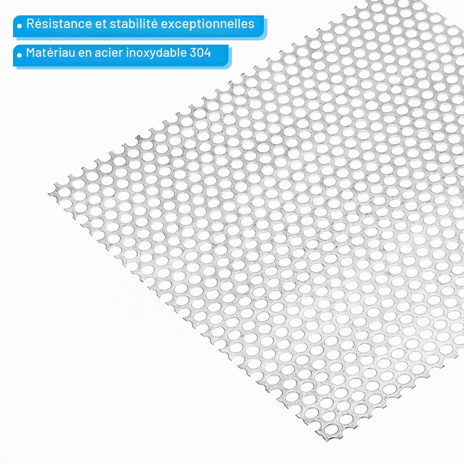 PATIKIL 11,8" x 11,8" 304 Inox Acier Perforé Tôle, 0,32" Trou 19GA Extendu Métal Maille Plaque Écran Décoratif Mailles pour Ventilation Grill Fumer